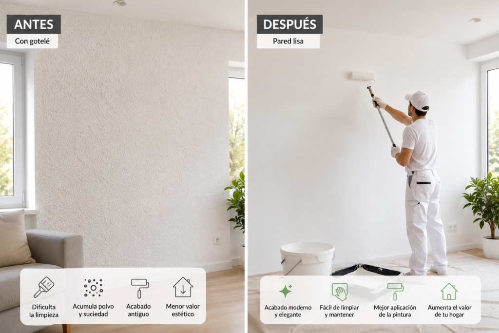 Ventajas de eliminar el gotelé antes de pintar