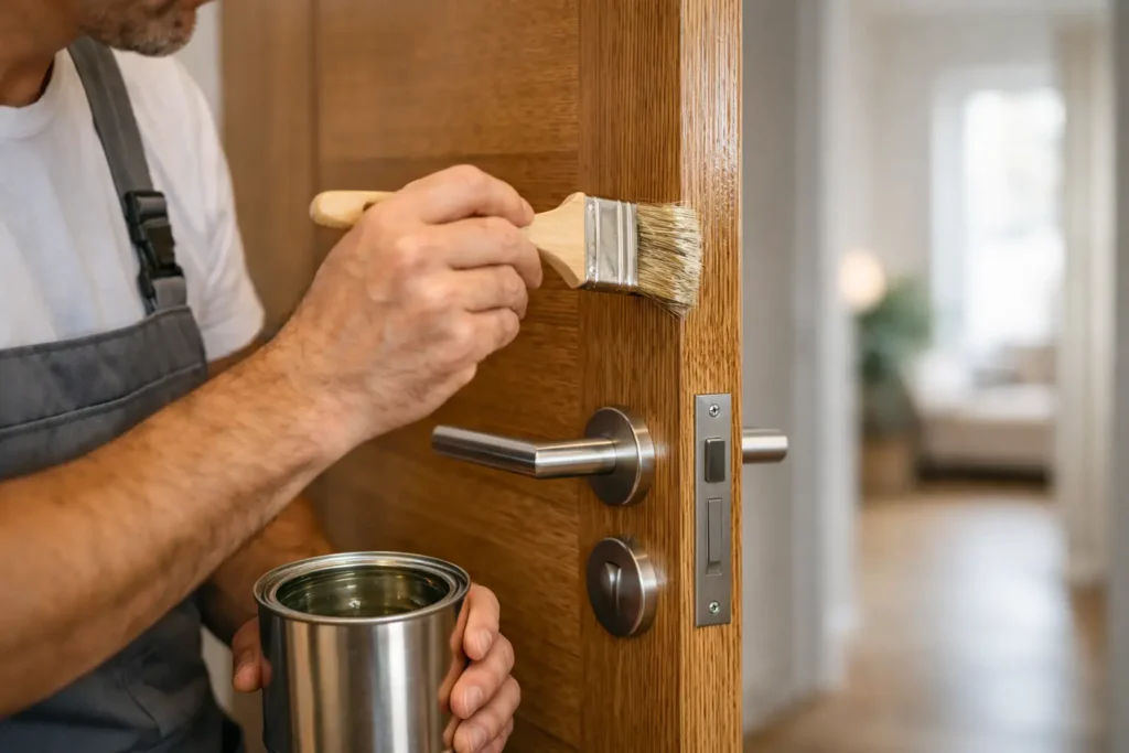 Antes de barnizar una puerta interior, revise su estado